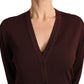 Elegant Maroon Virgin Wool Cardigan