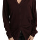 Elegant Maroon Virgin Wool Cardigan