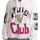 Elegant Cotton Hooded Pullover with Crystal Embellishments