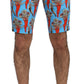 Chic Blue Chili Print Casual Shorts