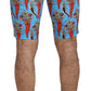 Chic Blue Chili Print Casual Shorts