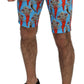Chic Blue Chili Print Casual Shorts