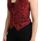 Elegant Bordeaux Brocade Sleeveless Vest