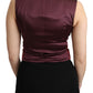 Elegant Bordeaux Brocade Sleeveless Vest