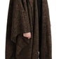 Chic Brown Wool Blend Cape Poncho