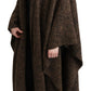 Chic Brown Wool Blend Cape Poncho