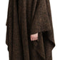 Chic Brown Wool Blend Cape Poncho