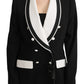 Chic Monochrome Wool Silk Blazer