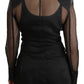 Elegant Black Silk Double Breasted Blazer