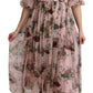 Elegant Pink Bengal Cat Print A-Line Maxi Dress