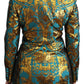 Elegant Gold Floral Jacquard Blazer