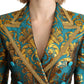 Elegant Gold Floral Jacquard Blazer