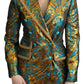 Elegant Gold Floral Jacquard Blazer