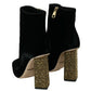 Elegant Velvet Ankle Boots with Crystal Heels