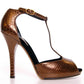 Elegant Bronze Ankle Strap Heels