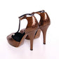 Elegant Bronze Ankle Strap Heels