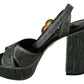 Chic Gray Ankle Strap Heels with Gold Accents