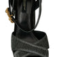 Chic Gray Ankle Strap Heels with Gold Accents