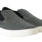 Elegant Black Cotton-Leather Loafers