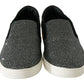 Elegant Black Cotton-Leather Loafers