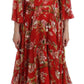 Exclusive Silk Red Floral Shift Dress