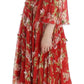 Exclusive Silk Red Floral Shift Dress