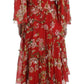 Exclusive Silk Red Floral Shift Dress