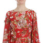 Exclusive Silk Red Floral Shift Dress