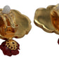 Chic Crystal & Brass Clip-on Earrings