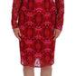 Red Ricamo Knee-Length Sheath Dress