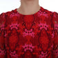 Red Ricamo Knee-Length Sheath Dress