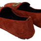 Elegant Orange Leather Moccasin Slippers