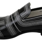 Elegant Black White Leather Loafers