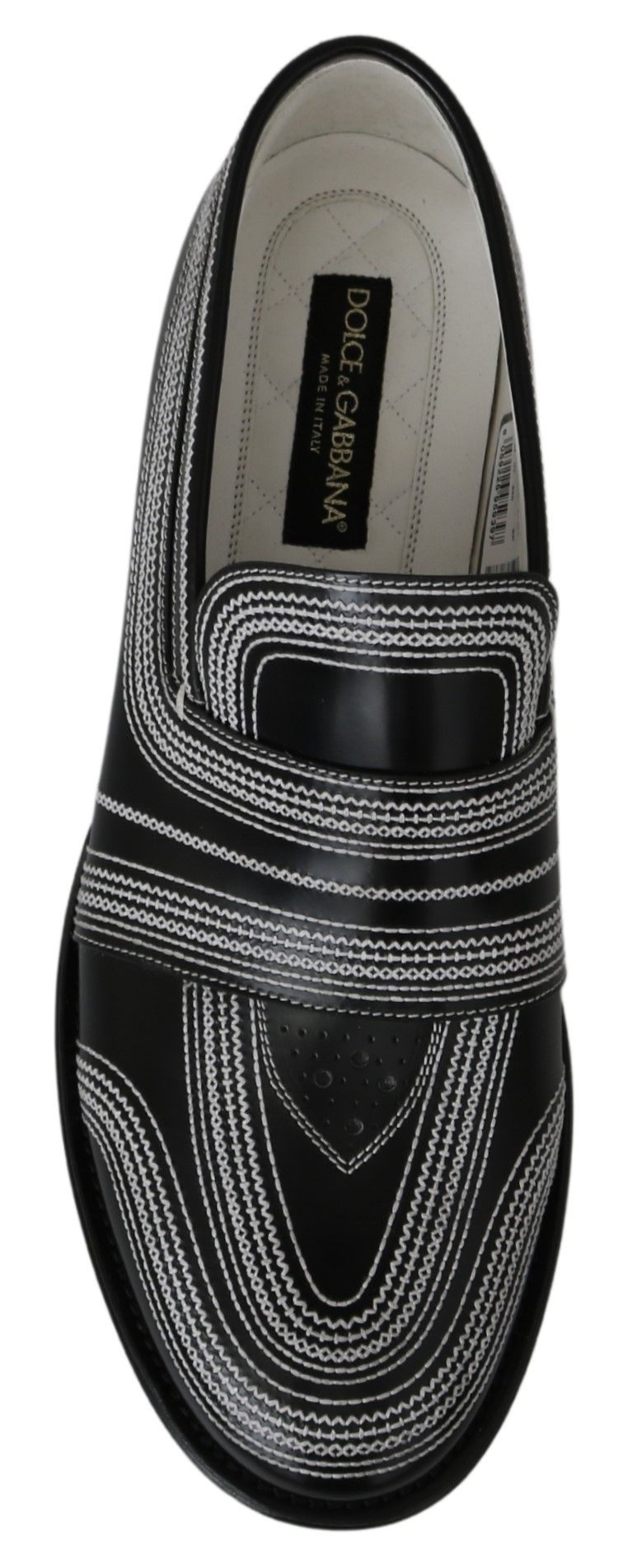 Elegant Black White Leather Loafers