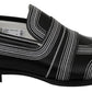 Elegant Black White Leather Loafers