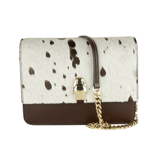 White Calfskin Women Shoulder Bag
