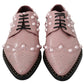 Elegant Pink Crystal-Embellished Lace-Up Flats