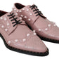 Elegant Pink Crystal-Embellished Lace-Up Flats