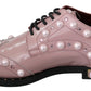 Elegant Pink Crystal-Embellished Lace-Up Flats