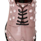 Elegant Pink Crystal-Embellished Lace-Up Flats