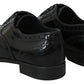Elegant Black Leather Derby Brogue Flats