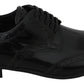 Elegant Black Leather Derby Brogue Flats