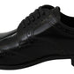 Elegant Black Leather Derby Brogue Flats