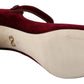 Red Velvet Crystal-Embellished Mary Janes Heels