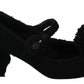 Elegant Black Wool Mary Janes Pumps