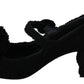 Elegant Black Wool Mary Janes Pumps