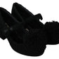 Elegant Black Wool Mary Janes Pumps