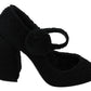 Chic Black Wool-Knitted Mary Janes Pumps