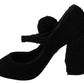 Chic Black Wool-Knitted Mary Janes Pumps