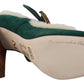 Chic Green Suede Mary Janes with Shearling Trim